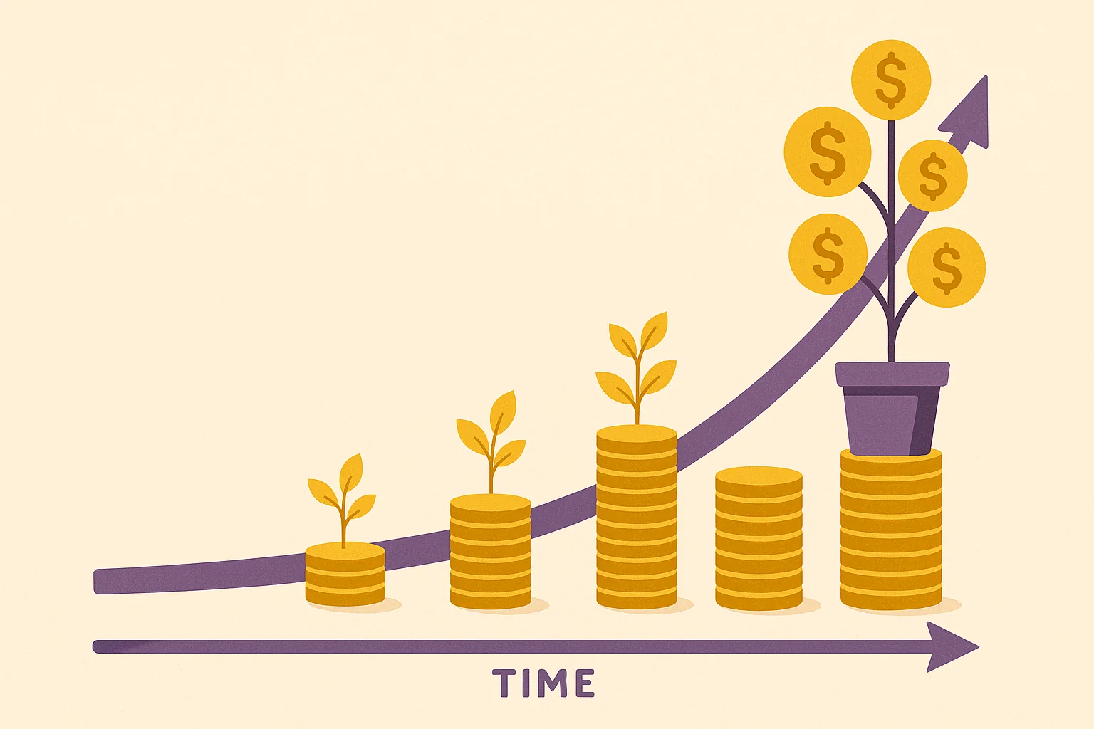 A graph showing exponential growth from compound interest