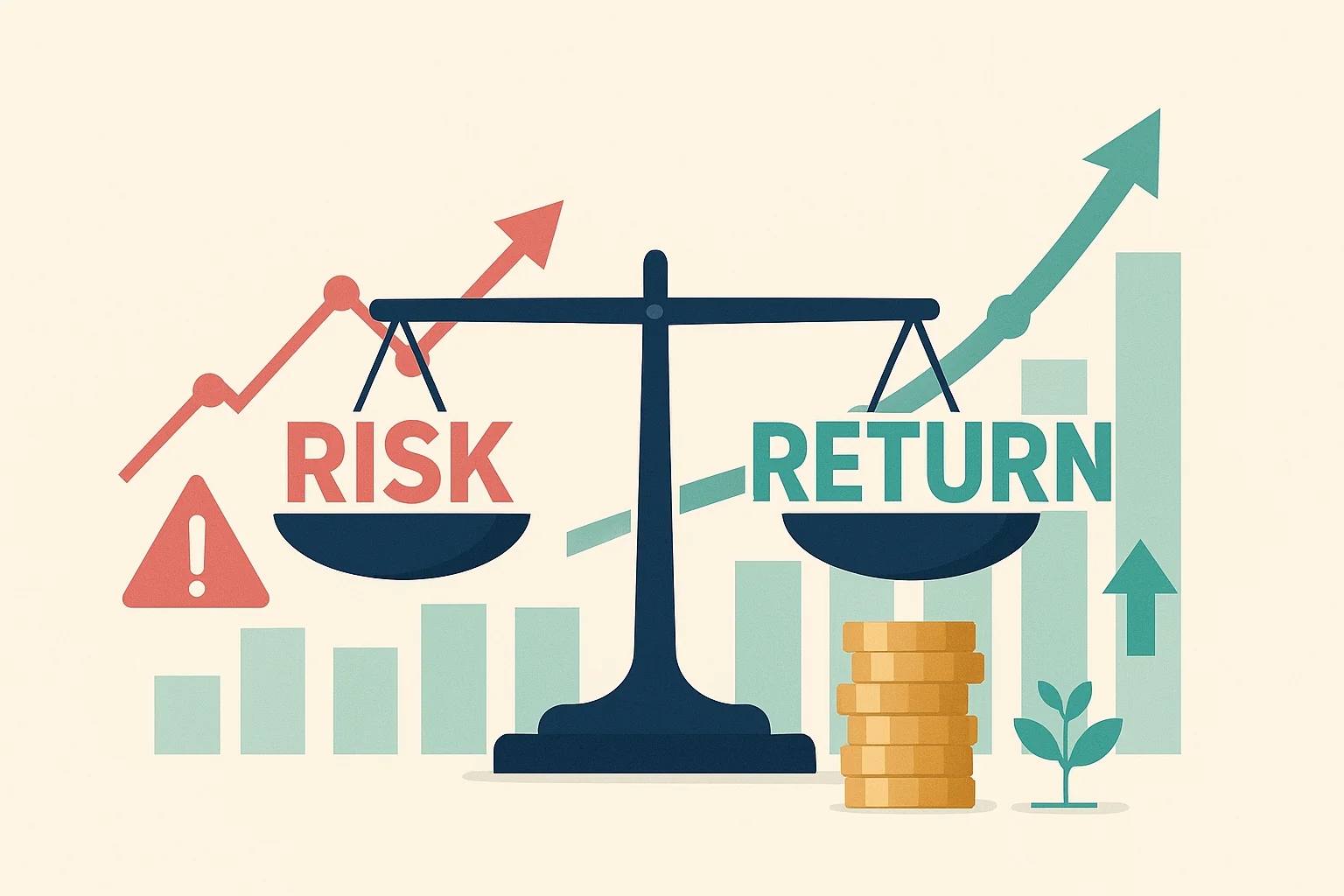 A balance scale with risk and return weights